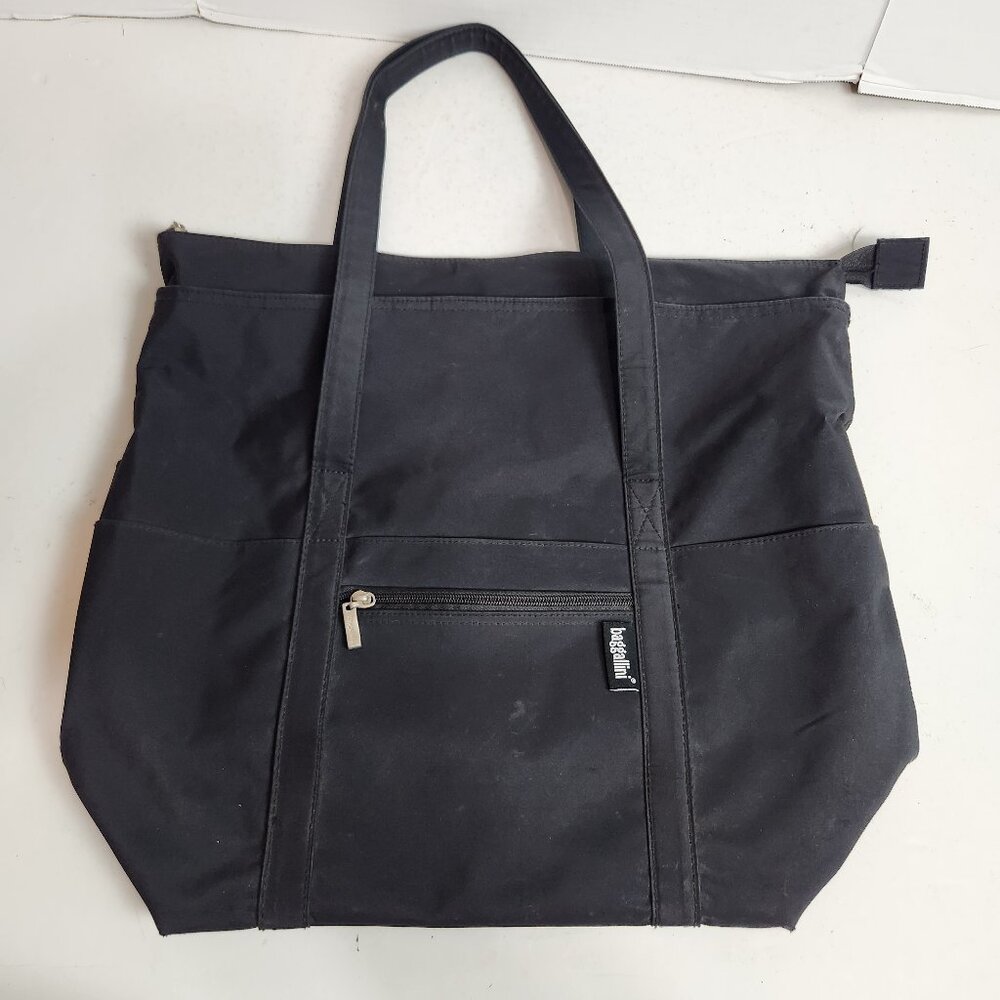Baggallini Black Expandable Overnight Tote Bag Travel Bag Packable Zipper Pocket